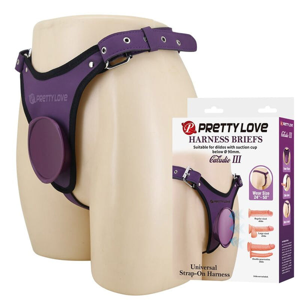 PRETTY LOVE - ARNÉS UNIVERSAL TIPO BRAGA PARA STRAP-ON MORADO Y NEGRO