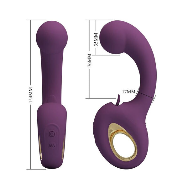 PRETTY LOVE - BRYNNLEE VIBRADOR CON ESTIMULADOR ORAL RECARGABLE 10 VIBRACIONES Y 5 FUNCIONES DE LAMIDO MORADO
