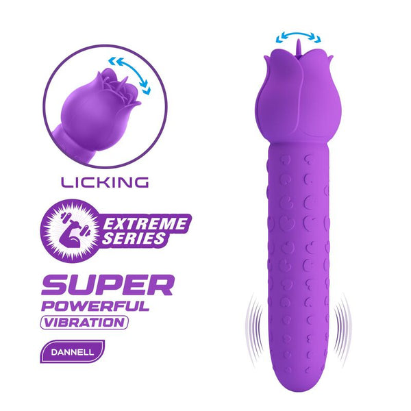 PRETTY LOVE - DANNELL VIBRADOR CON ESTIMULACIÓN ORAL Y CLITORAL RECARGABLE MORADO