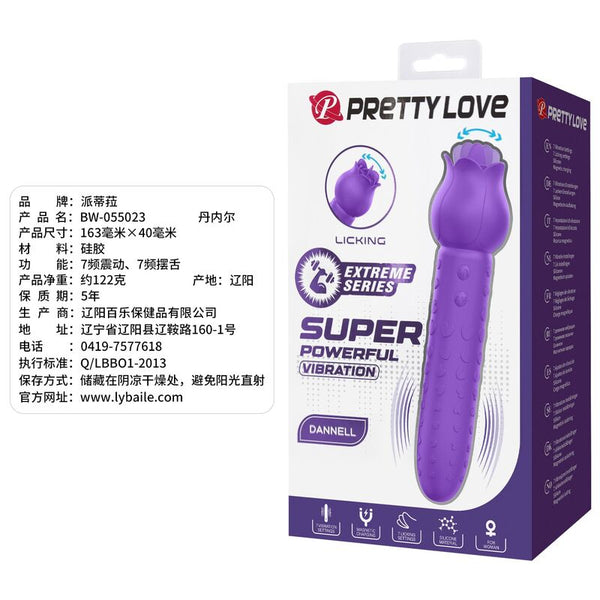 PRETTY LOVE - DANNELL VIBRADOR CON ESTIMULACIÓN ORAL Y CLITORAL RECARGABLE MORADO