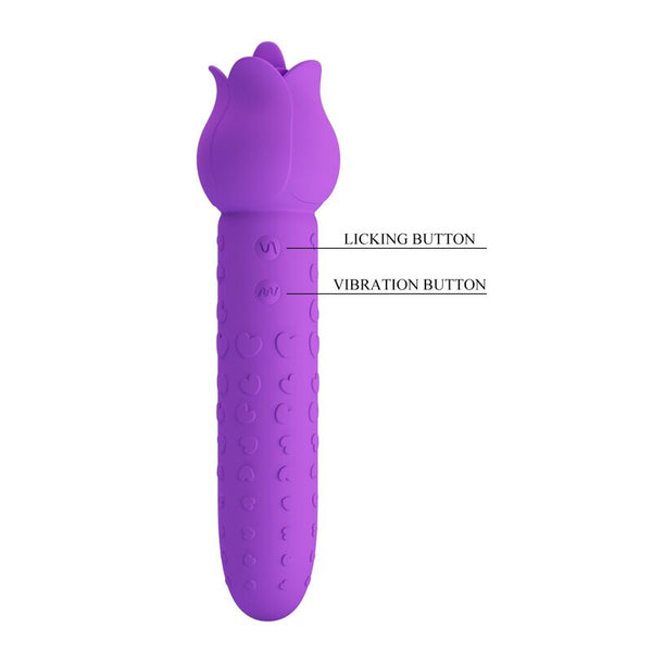 PRETTY LOVE - DANNELL VIBRADOR CON ESTIMULACIÓN ORAL Y CLITORAL RECARGABLE MORADO