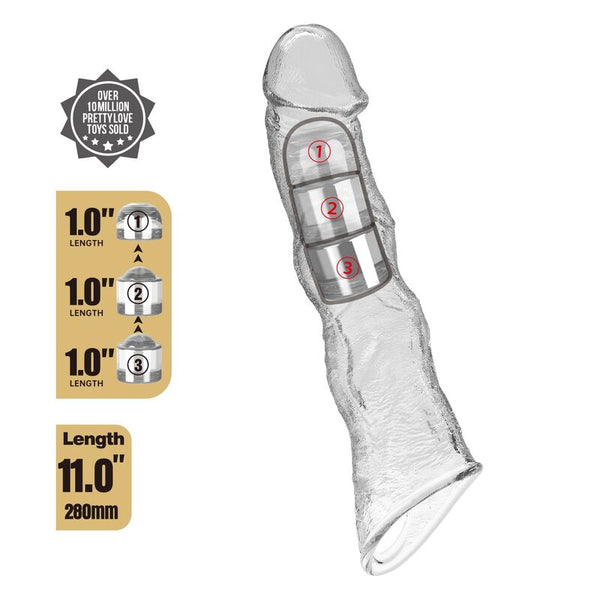 PRETTY LOVE - FUNDA EXTENSORA PARA PENE AJUSTABLE 28 CM Ø 4,5 CM COLOR TRANSPARENTE