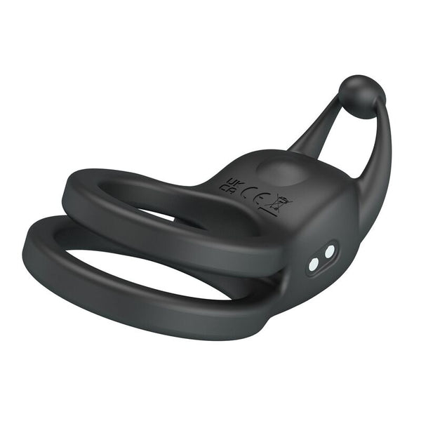 PRETTY LOVE - GOODWIN ANILLO VIBRADOR DOBLE PARA PENE RECARGABLE NEGRO