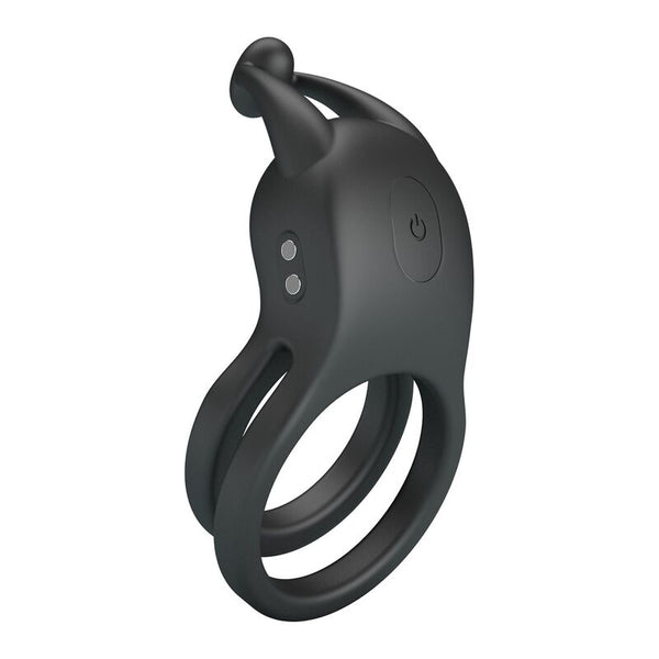 PRETTY LOVE - GOODWIN ANILLO VIBRADOR DOBLE PARA PENE RECARGABLE NEGRO