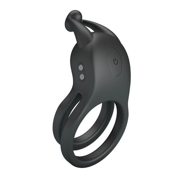 PRETTY LOVE - GOODWIN ANILLO VIBRADOR DOBLE PARA PENE RECARGABLE NEGRO