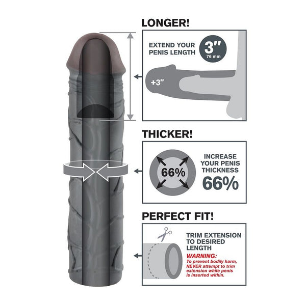 Fantasy mega 3 extensión negro para el pene