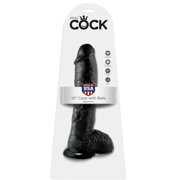 KING COCK - PENE REALISTICO NEGRO 25.4 CM