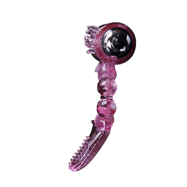 Baile anillo silicona 10 ritmos lengua con vibración rosa
