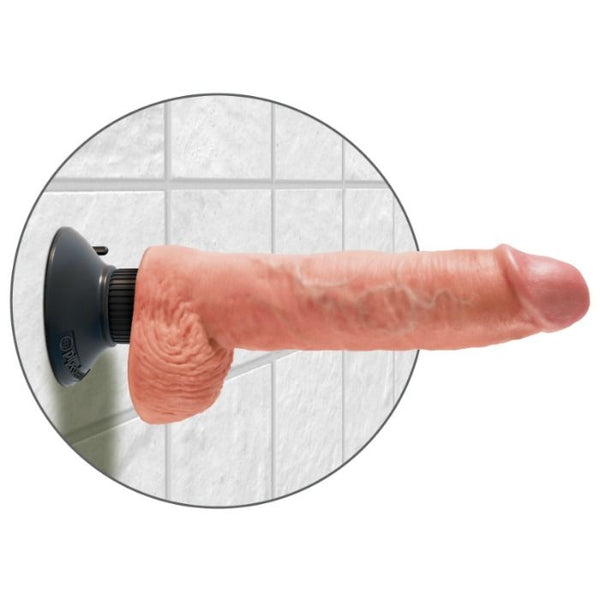 Dildo vibrador con testículos 25.5 cm color natural