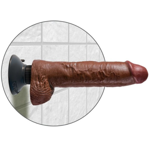 Dildo vibrador con testículos 25.5 cm color marrón