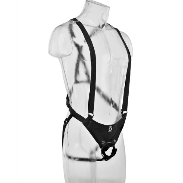 KING COCK - STRAP-ON CON DILDO HUECO 25.5 CM Y TIRANTES NEGRO
