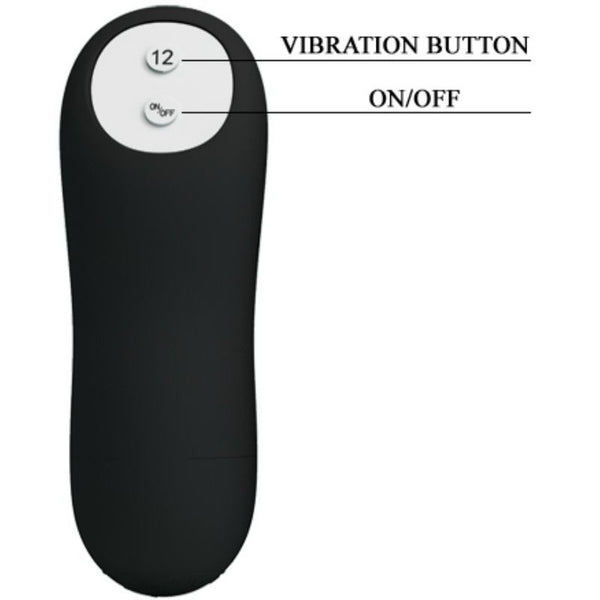 Pretty plug anal silicona forma pene y 12 modos vibración negro
