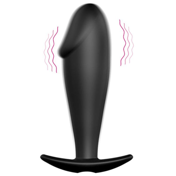 Pretty plug anal silicona forma pene y 12 modos vibración negro