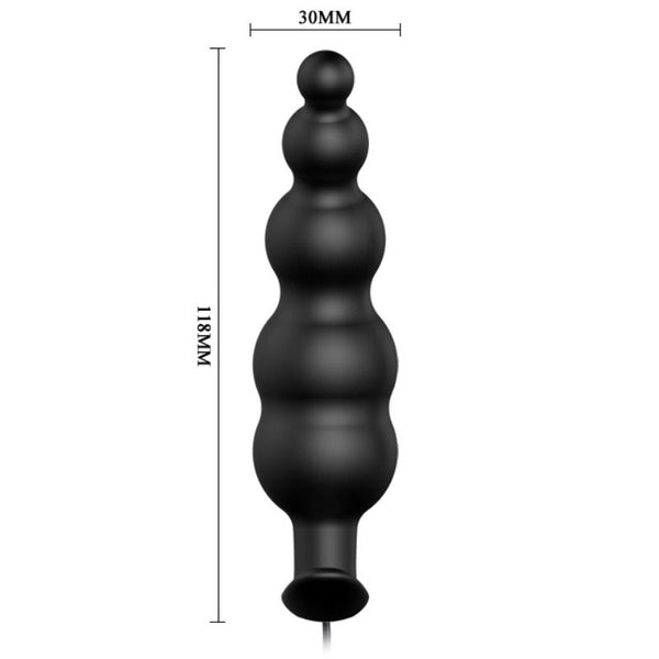 Pretty plug anal silicona estimulación extra y 12 modos vibración negro control remoto