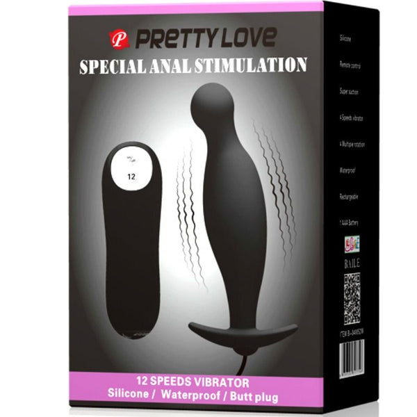 Pretty plug anal silicona 12 modos vibración negro