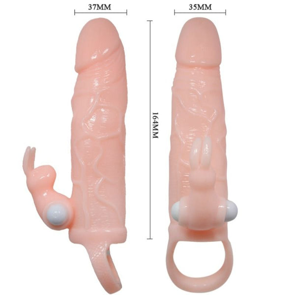 Brave man funda pene con rabbit vibrador 16.5 cm natural