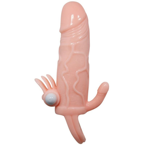 Brave man funda pene anal y clítoris vibrador 16.5 cm natural