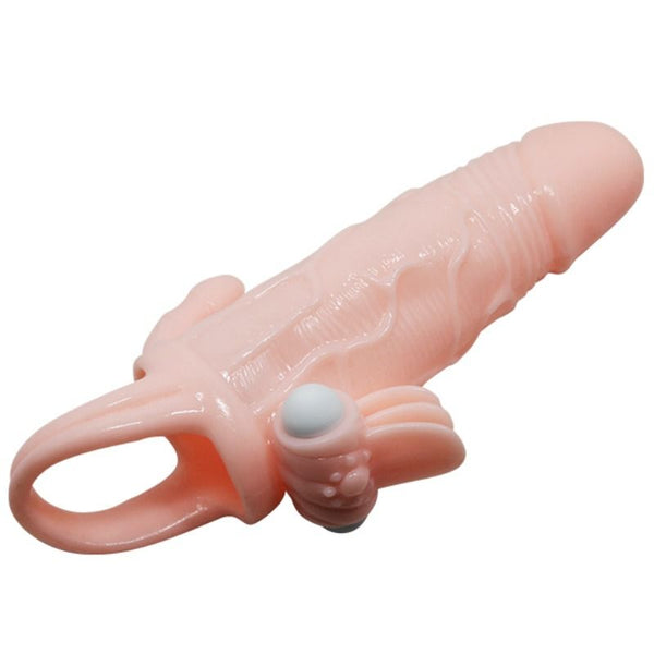 Brave man funda pene anal y clítoris vibrador 16.5 cm natural