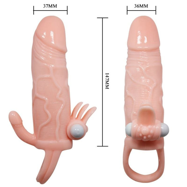 Brave man funda pene anal y clítoris vibrador 16.5 cm natural