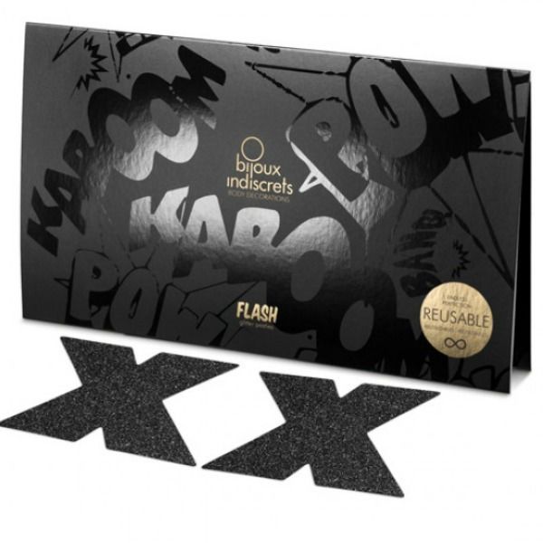Bijoux indiscrets pezoneras flash cruz negro