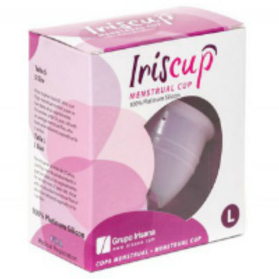 Iriscup copa mestrual rosa grande con bolsa esterilizadora