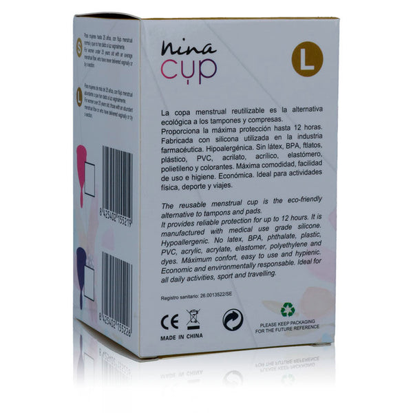 Nina copa menstrual rosa talla l