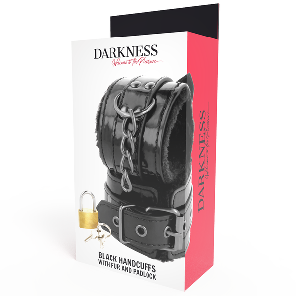 Darkness esposas cuero ajustables manos negro con candado