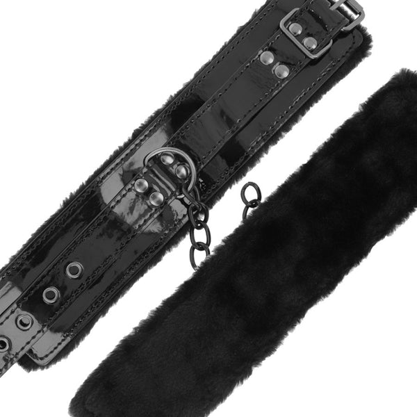 Darkness esposas cuero ajustables tobillos negro con candado