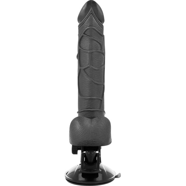 Vibrador realístico control remoto negro con testículos 19.5 cm o 4 cm