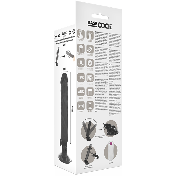 Vibrador realístico control remoto negro 21 cm o 4 cm 2