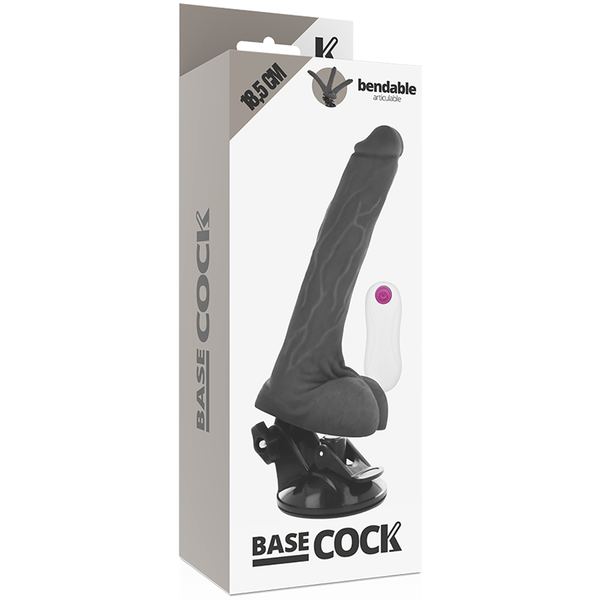 Vibrador realístico articulable control remoto negro 18.5 cm o 4 cm