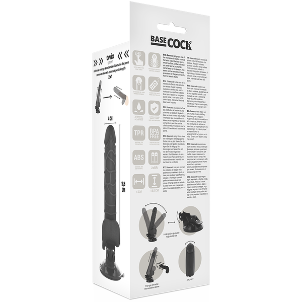 Vibrador realístico control remoto negro 18.5 cm o 4cm