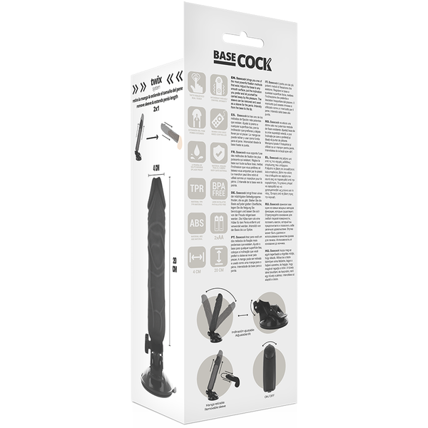 Vibrador realístico control remoto negro 20 cm o 4 cm