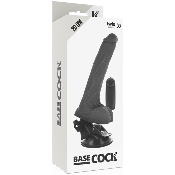 Vibrador realístico control remoto negro con testículos 20 cm o 4 cm