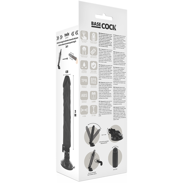 Vibrador realístico control remoto negro 21 cm o 4 cm