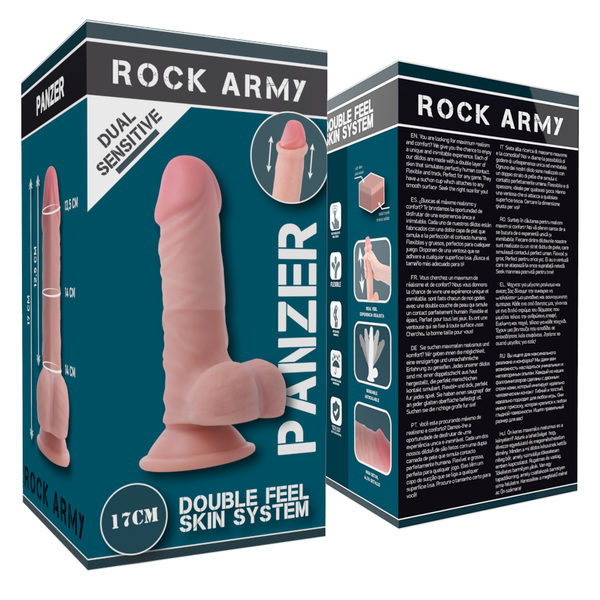 Rock dual density panzer dildo realista 17 cm o 4.46 cm