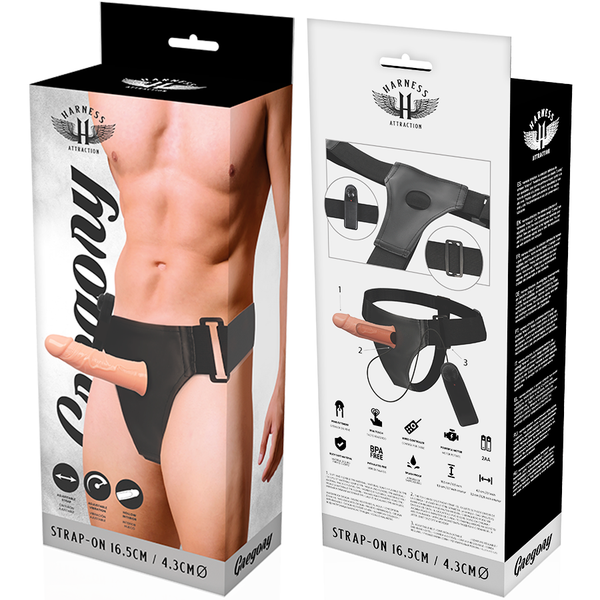 Arnés hueco gregory con vibrador 16.5 cm o 4.3 cm