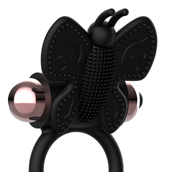 Anillo vibrador para el pene Butterfly negro y dorado