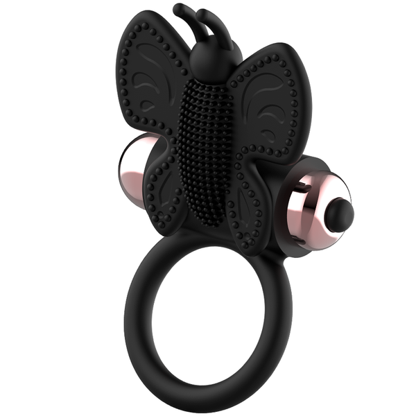 Anillo vibrador para el pene Butterfly negro y dorado