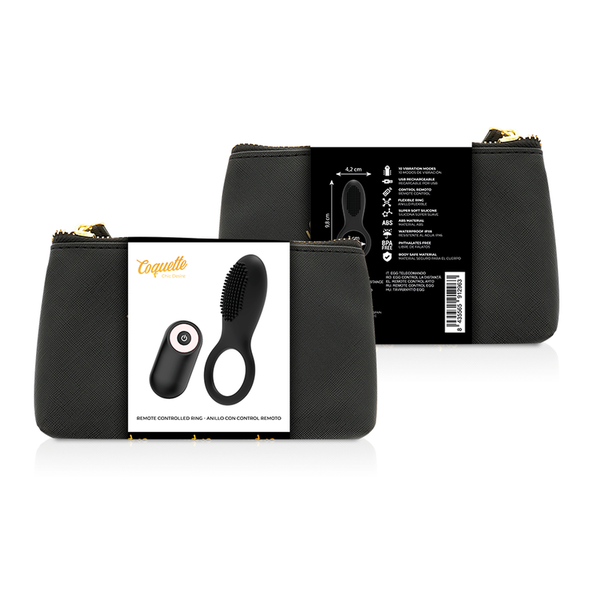 Anillo vibrador control remoto recargable negro gold