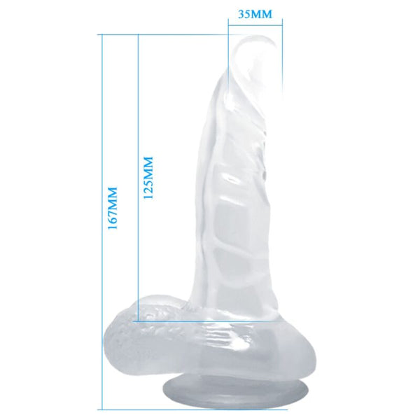Baile dildo realístico con ventosa y testículos 16.7 cm transparente