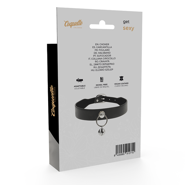 Coquette collar cuero vegano accesorio woman cascabel aro