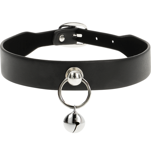 Coquette collar cuero vegano accesorio woman cascabel aro