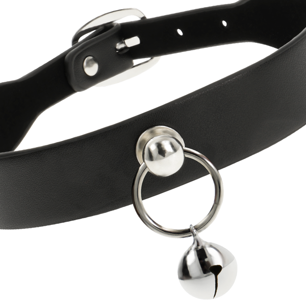 Coquette collar cuero vegano accesorio woman cascabel aro
