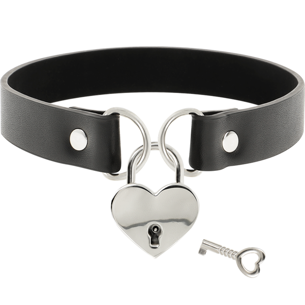Coquette collar cuero vegano accesorio corazón con llave