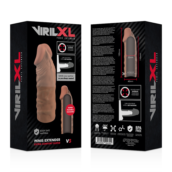 Virilxl extensión de pene liquid silicone v5 marrón