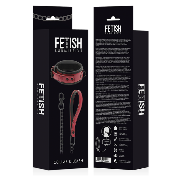 Fetish collar con cadena con forro de neopreno