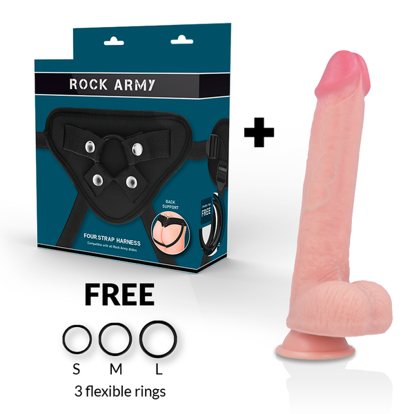 Rock arnés con liquid silicone dildo premium kingcobra 24 cm o 4.77 cm