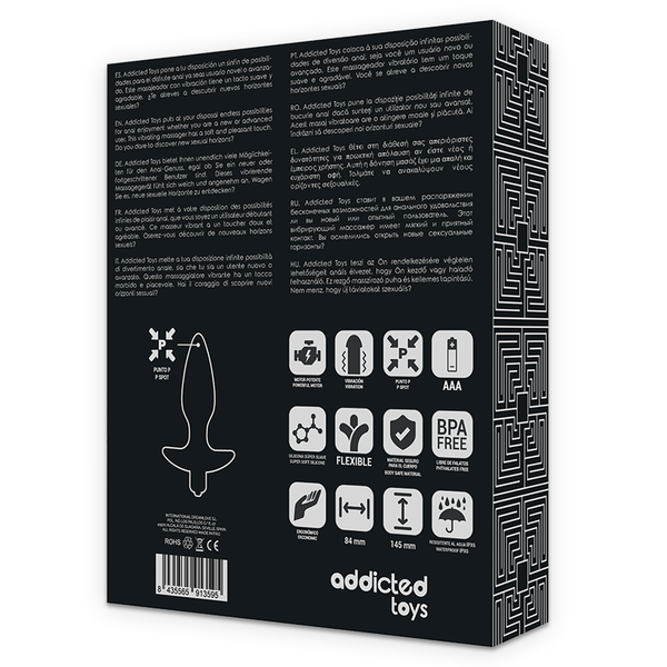 Addicted masajeador plug anal con vibración negro